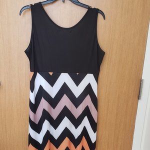 Ruiyige sleeveless orange black white tank maxi dress, XL